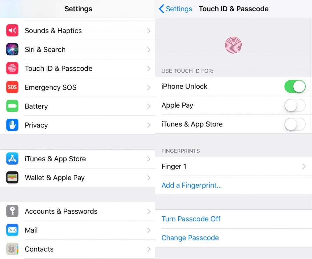 touch id and passcode