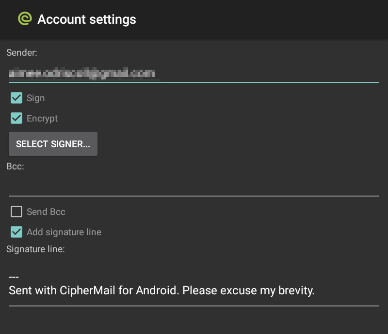 The Account Settings screen.