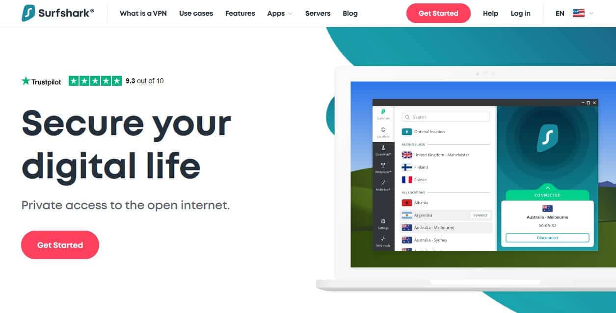 Surfshark private VPN.