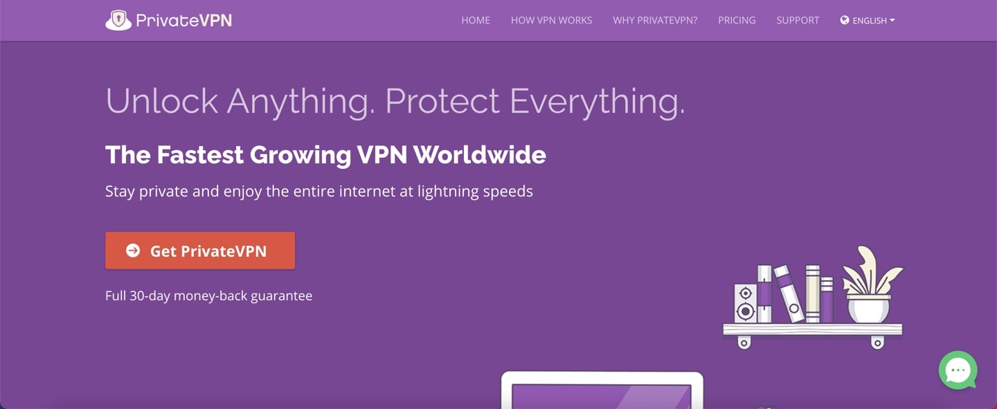 PrivateVPN homepage