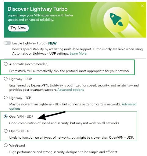 Express Openvpn connection