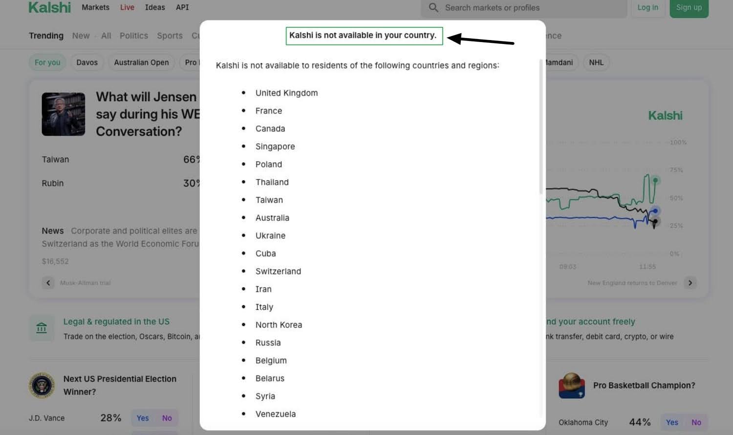 kalshi not available in youe region error message
