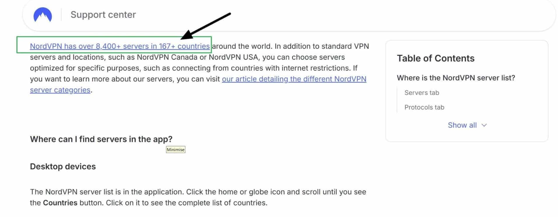 NordVPN support center servers