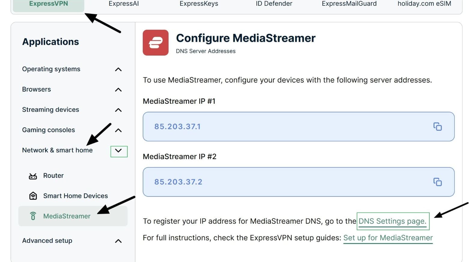 Expressvpn configure mediastreamer