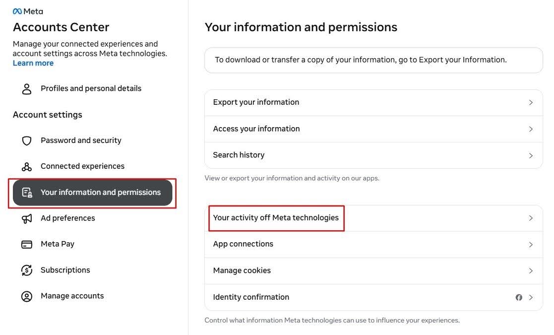 Meta information and permissions