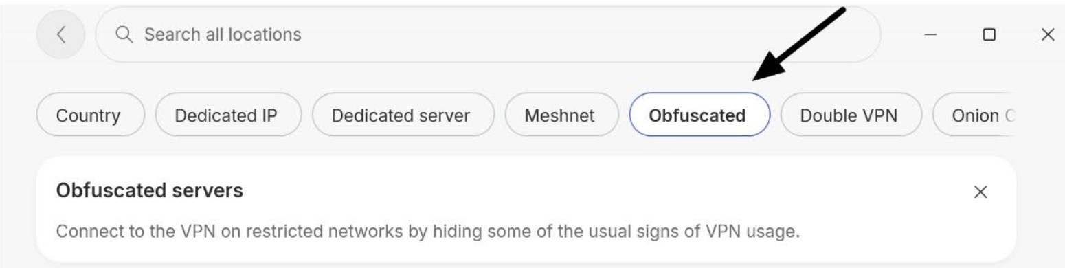 NordVPN Obfuscated servers screenshot