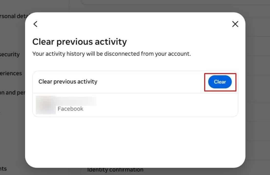 clear previous activities