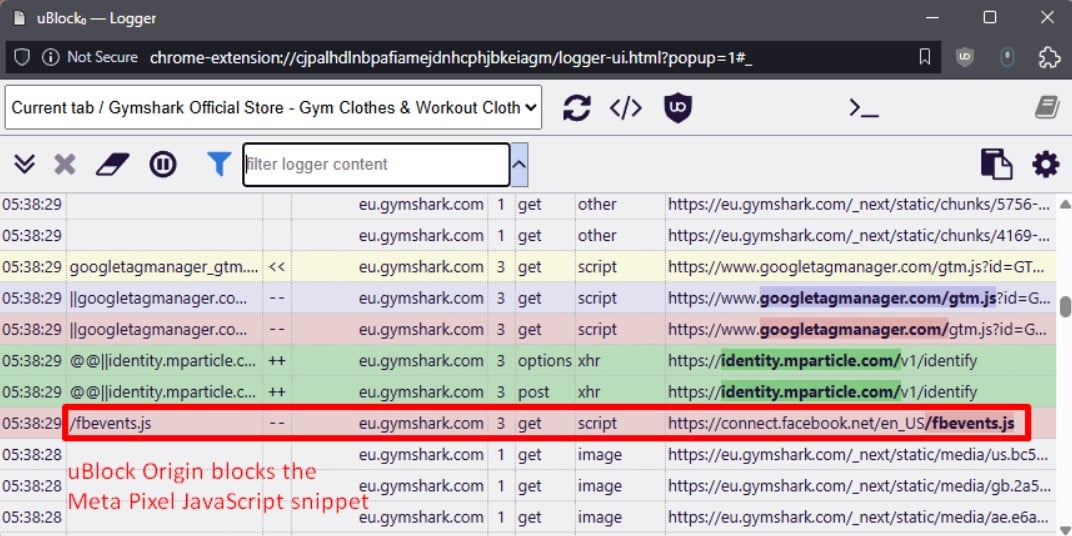 uBlock Logger